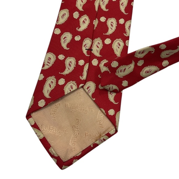 PAUL STUART Red Paisley Silk LUXURY Tie HANDMADE CANADA - Picture 5 of 5